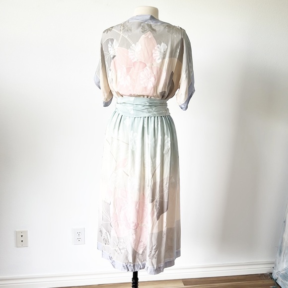 Vintage silk MIDI Water color Dress - Picture 12 of 14